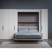 Подъемная кровать с диваном и шкафом Piazzaduomo da parete от Flou